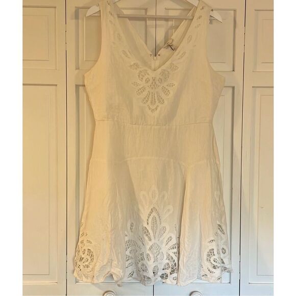 Joie white linen blend lace fit and flare dress 12 - Picture 10 of 11